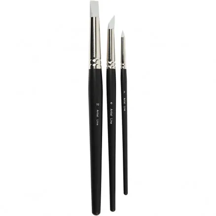 Artist Line Pensel, storlek 2+6+10 mm, gummipensel, 3 st.